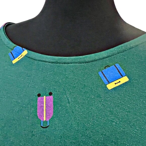 Unique Vintage Gwynnie Bee Luggage Midi Dress A-Line Short Sleeve Flare Classic - Picture 6 of 8